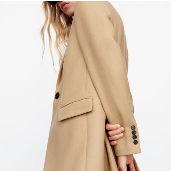 ZARA Menswear Style Wool Coat Manteco Light Tan - Picture 7 of 8